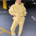 thumbnail image 3 of safuny Women's Workout Sets Daily Outfits 2Pc Tracksuit Elastic Waist Pants Fashion Spring Solid Drawstring Autumn Casual Relaxed Long Sleeve Hooded Sweatshirts Pocket Khaki S, 3 of 5