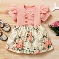 thumbnail image 2 of Odeerbi Girls Dress Baby Girls Clothes Toddler Short Sleeve Ruffles Floral Printed Princess Dress Pink, 2 of 8
