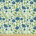 thumbnail image 2 of Retro Fabric by the Yard Upholstery, Spring Field Flower Garden Art Nature Blossoms Repetition in Cold Tones, Decorative Fabric for DIY and Home Accents, Olive Green Night Blue by Ambesonne, 2 of 5
