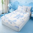 thumbnail image 2 of meiyoeat Blue Lovely Bow Zipper Twin Comforter Sets with Fitted Sheet and 2 Pillowcases For Girls,Dreamy Princess Bowknot Zipper Bedding Set For Kids,Reversible,4 Pieces, 2 of 7