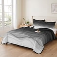 thumbnail image 2 of Queen Quilt Set 90''x96'', Black Ombre Stripes Lightweight Bedspread Coverlet Set with 2 Pillow Shams, Modern Abstract Sea Waves Spray Art Breathable All Season Quilt Bedding for Bedroom/Guest Room, 2 of 9