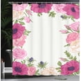 thumbnail image 4 of Ambesonne Anemone Flower Shower Curtain, Lively Bridal, 69"Wx70"L, Pink Green Apricot, 4 of 5