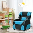 thumbnail image 4 of Costway Kids Youth Gaming Sofa Recliner w/Headrest & Footrest PU Leather Blue, 4 of 10