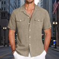 thumbnail image 2 of Gvdentm Men's Slim Henley Shirts Crewneck Longline T-Shirt Gym Workout Athletic Shirt Tees with Button G01-Khaki,M, 2 of 5