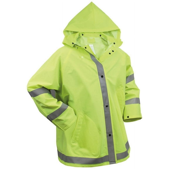 Rothco Safety Reflective Rain Jacket - Safety Green, X-Large