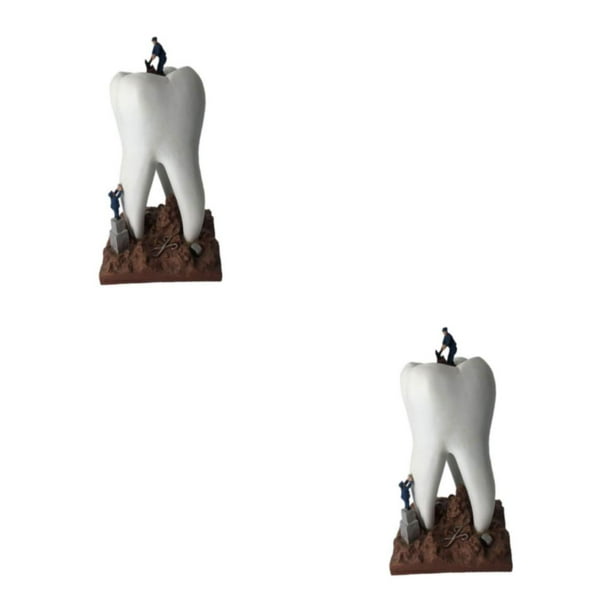 Wosthever Escultura Simple Y Moderna De Resina - Regalo Para Profesionales Dentales Lindo Regalo De Decoración De Oficina Agregue Un Toque De blanco 2Conjunto