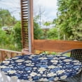 thumbnail image 2 of Ambesonne Floral Fitted Round Tablecloth, Spring Wildflower Meadow, 56"- 60" Diameter, Blue White Night Blue, 2 of 5