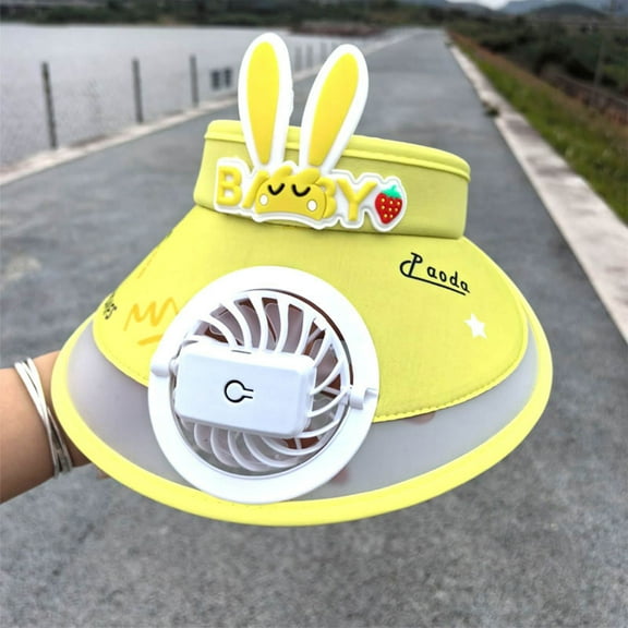 Penkiiy Cute Cartoon Print Adjustable Kids Sun Hat with Fan- UPF 50 Breathable Lightweight Summer Cap for Boys & Girls (3-16 Years)