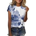 thumbnail image 1 of Gibobby Playera de Verano para Mujer Túnica informal para mujer, cuello redondo, camiseta estampada, camiseta manga corta, blusa superior(G,CH), 1 of 5