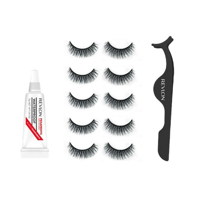Set de 5 pares de Pestañas Revlon Modelo 5 con Aplicador y Pegamento transparente Mix11