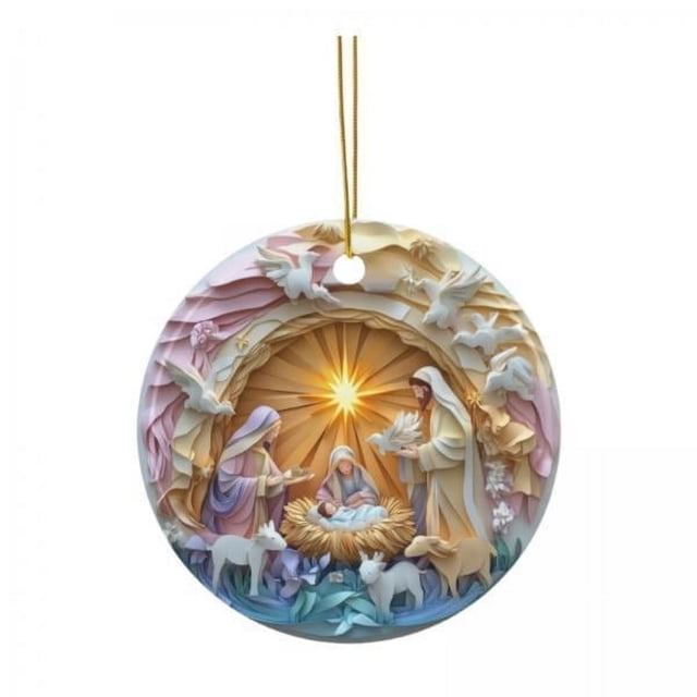 Adornos navideños colgantes,Adorno para árbol de Navidad Adorno colgante de Navidad,figurilla colgante pequeño magnífico Jesús acrílico,nacimiento pesebre nacido fiesta religiosa