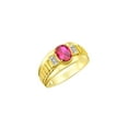 thumbnail image 3 of RYLOS Men's Rings 14K Yellow Gold Ring Classic Designer Style 8X6MM Oval Gemstone & Diamond Ring Ruby July Birthstone Rings For Men Size 11, 3 of 7