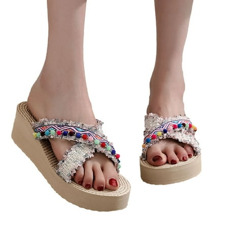 

Aayomet Winter Slippers For Women Women Flip Flops Basic Plain Slippers Slip On Sandals Slides Casual Peep Toe Beach Multicolor 8.5