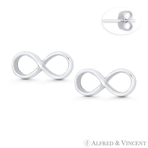 Infinity / Figure 8 Luck Charm 7x15mm Stud Earrings in .925 Sterling Silver