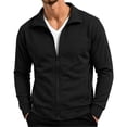thumbnail image 2 of XRoczxe Men's Full Zip Up Track Jacket, Stand Collar Solid Color Sweatshirt, Casual Long Sleeve Lightweight Coat with Pockets for Spring Fall Daily Wear, 2 of 7