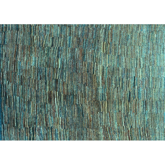 Ahgly Company Indoor Rectangle Abstract Light Blue Contemporary Area Rugs, 2' x 5'