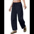 thumbnail image 2 of Pantalones Deportivos para Mujer con Cintura Elástica, Pierna y Cordón Ajustable, Estilo Palazzo Informal con Bolsillos. Azul Marino XL, 2 of 8