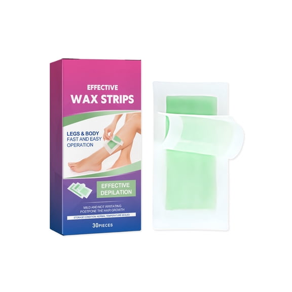 Alvantor Wax Strips Hair Removal for Legs and Body, Gentle and Fast-Working, Aloe 30 Count