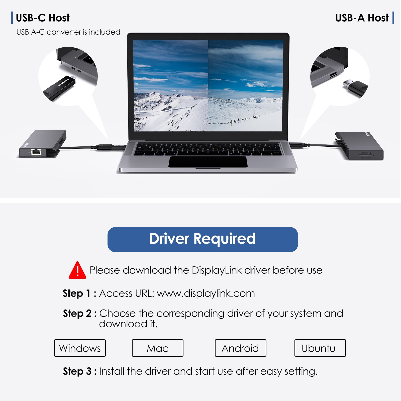 WAVLINK USB 3.0 Docking Station Dual Display HDMI | VGA with Gigabit Ethernet, USB 3.0 Port, Removable Card Reader, HDMI up to 2560x1440 and VGA 1920x1200 Support Windows and MacOS