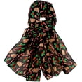 thumbnail image 5 of Holiday Gift Packed Soft Lightweight Sheer Fall Winter Christmas Scarf for Women Girls Teens Black Candy Cane Xmas Trees and Poinsettia, 5 of 7