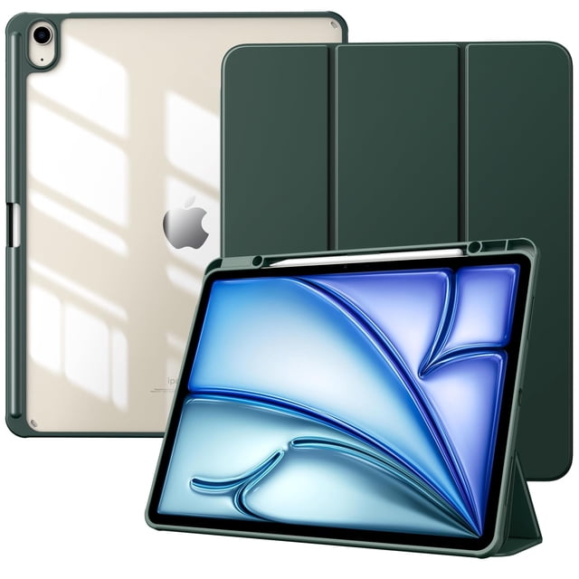 Funda TimoVo para iPad Air de 13 pulgadas con soporte para lápices, color verde medianoche