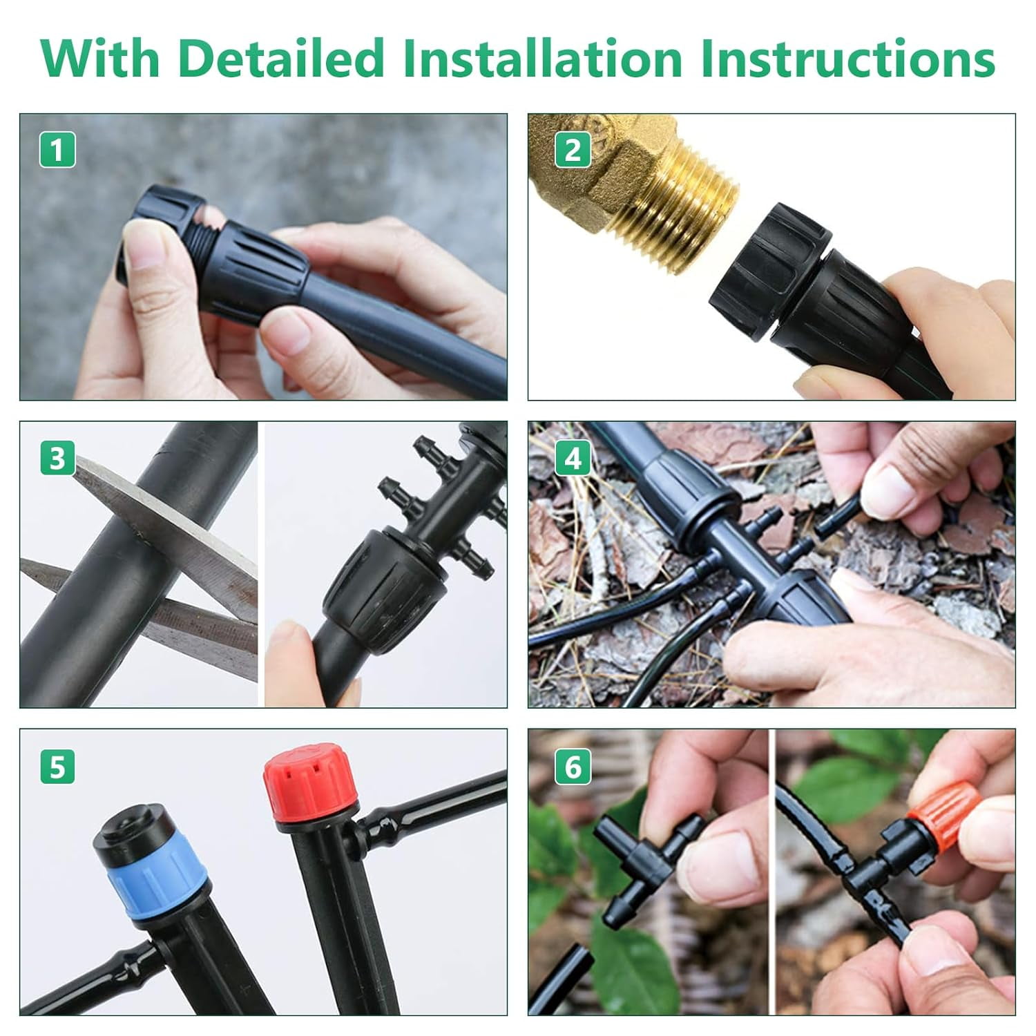 256 Ft Automatic Drip Irrigation System Kit for Greenhouse, Yard, Plant and Lawn, With 1/2 In Hose, 1/4 In Distribution Tubing and Accessories