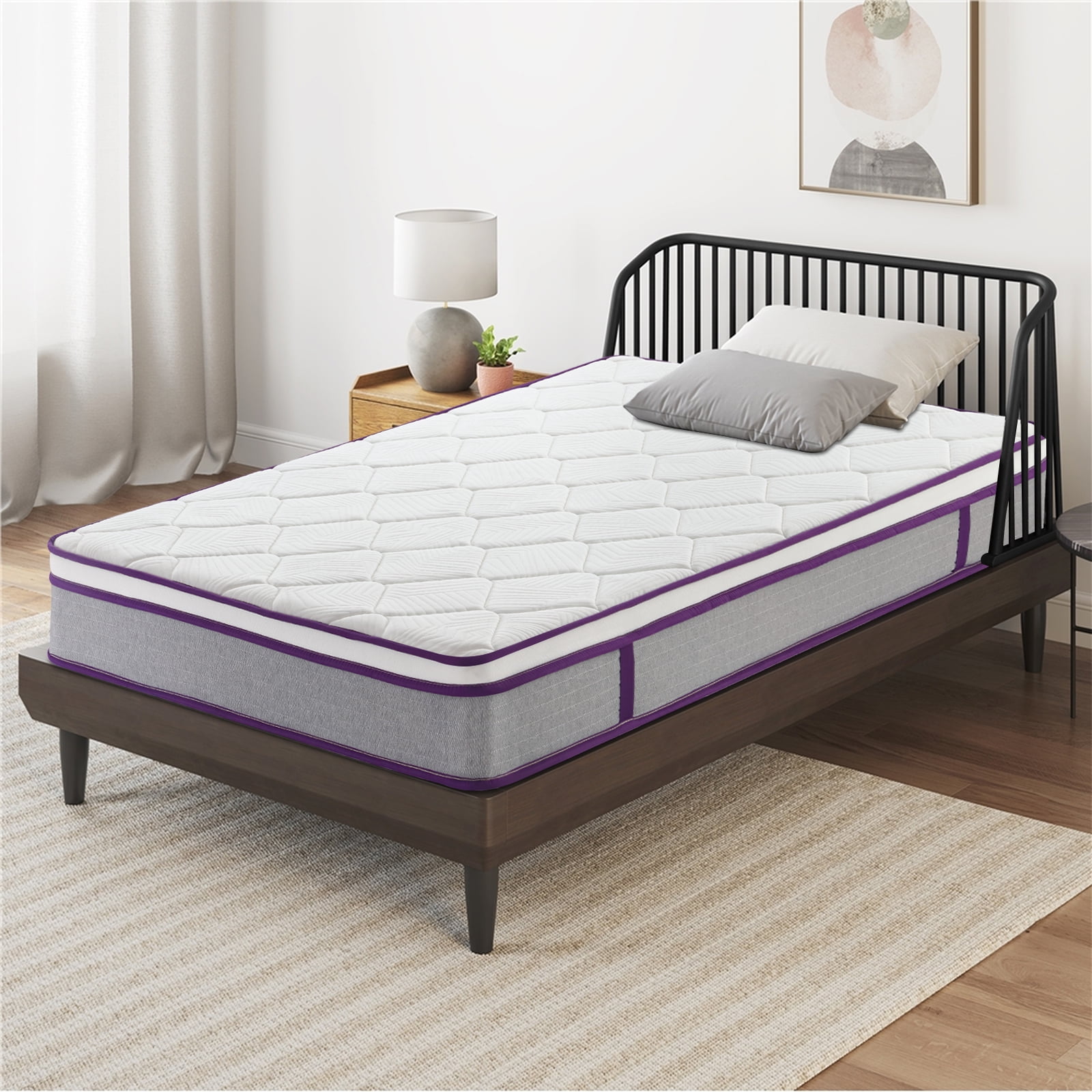 BMMB 12 Inch Queen Size Premium Memory Foam High Quality Pocket Coils Mattress Medium Firm High Breathable Zero Pressure Cooling Night Sleep
