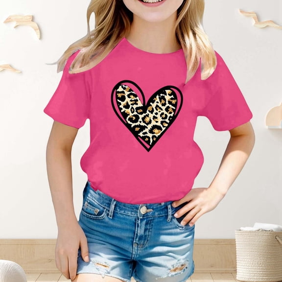 Gzbliryd Girls Graphic T Shirts Letter Print T Shirt Top Summer T Shirts for Teens Boys Girls Cute Summer Tops (Hot Pink,3-4 Years)