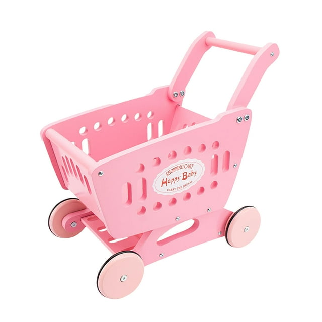 Carrito de compras para niños, carrito de supermercado interactivo, mini carrito de compras Rosa