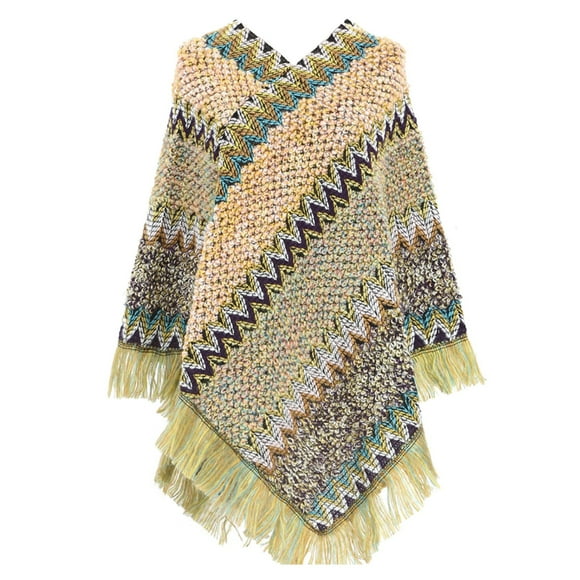 MSJUHEG Shawls And Wraps Scarf Splice Poncho With Tassels Knitted Shawl Scarf Fringed Wraps Pashminas Sweater Pullover Cape Gifts For Sweater Tassel Hem Shawl Wrap Cloak Scarf For Women B One Size