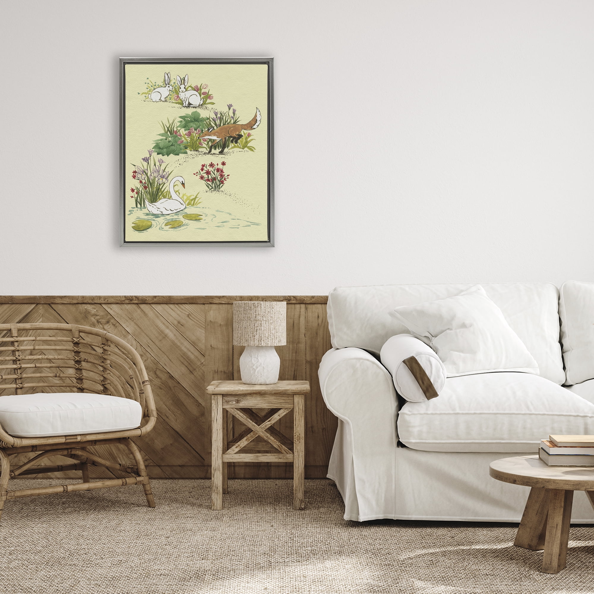 Stupell Industries Animals In Nature Scenes Gray Framed Floater Canvas Wall Art, design by Grace Popp