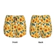 thumbnail image 3 of Balery Green Leaf Sunflower Pantalones cortos deportivos para mujer con forro y dos bolsillos, elásticos, para entrenamiento, gimnasio, yoga-Large, 3 of 7