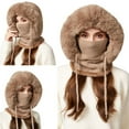 thumbnail image 4 of 3 In 1 Beanie Hat for Women Fashion Clothing Women's Hats & Caps Face Mask Cozy Winter Scarves Khaki, 4 of 9