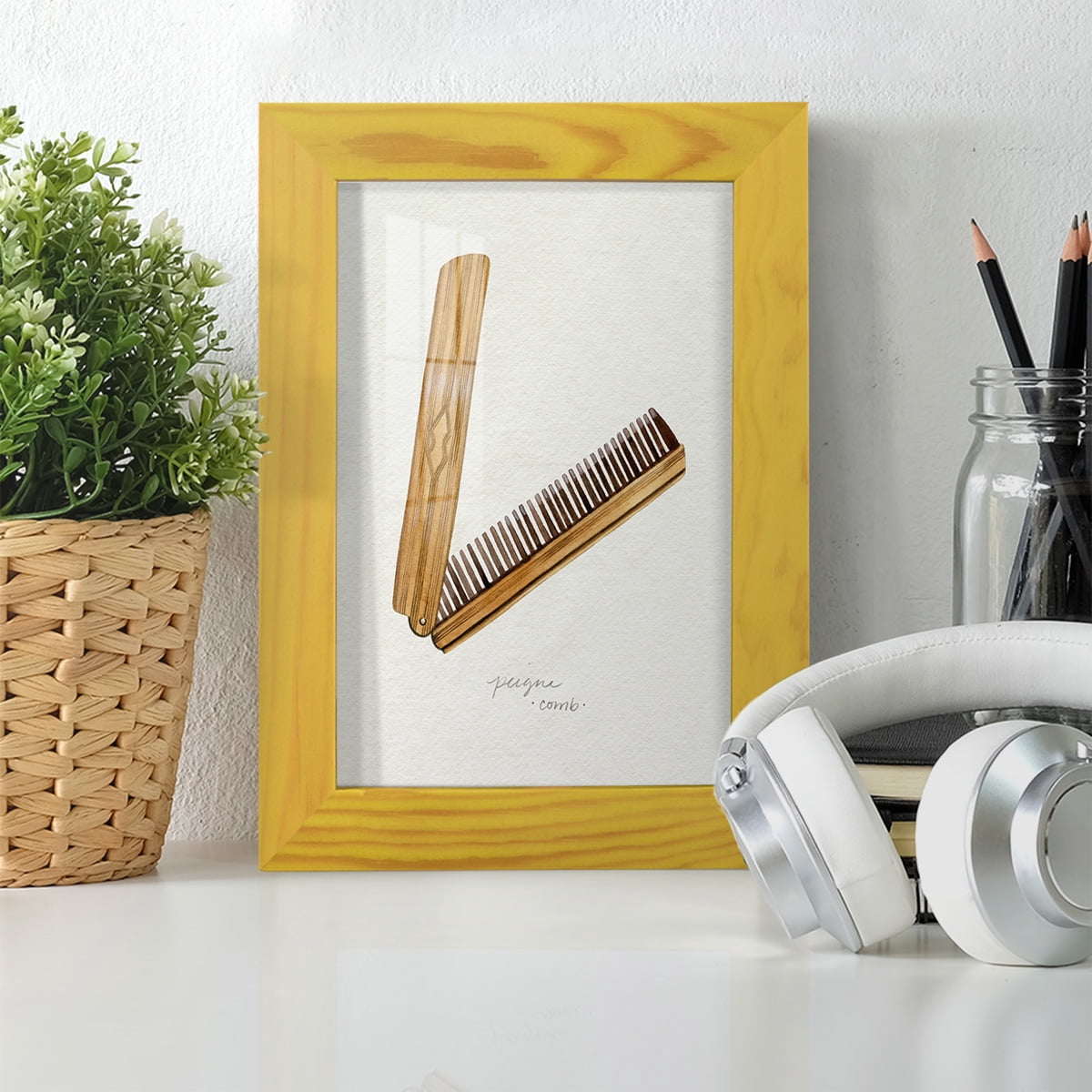 Gilded Toiletries IV - Framed Print w/glass - Sunflower Yellow