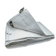 Harpster Tarps 7 x 10 Heavy Duty White 6 oz. Poly Tarp 12 Mil