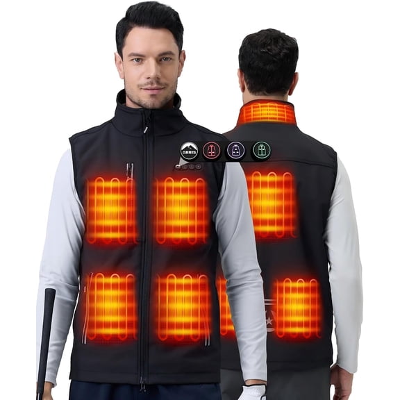 Men's Heated Sports Vest with Battery, Size Adjustable, 8 Heating Zones for Golf, Walking, Hiking & Riding