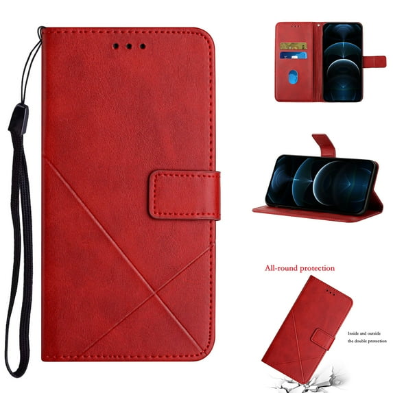 Business Wallet Case for Samsung Galaxy S23 Plus, Strong Magnetic Clasp Card Slots Holder Luxury PU Leather Flip Folio Cover with Kickstand Soft Silicone Shockproof Protective Case,Red