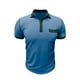 thumbnail image 3 of pstuiky camisetas de manga corta para hombre, Camisa informal de moda para hombre, color liso, con solapa, mangas, cuello redondo, botones y bolsillo camisas casuales para hombre l, 3 of 6