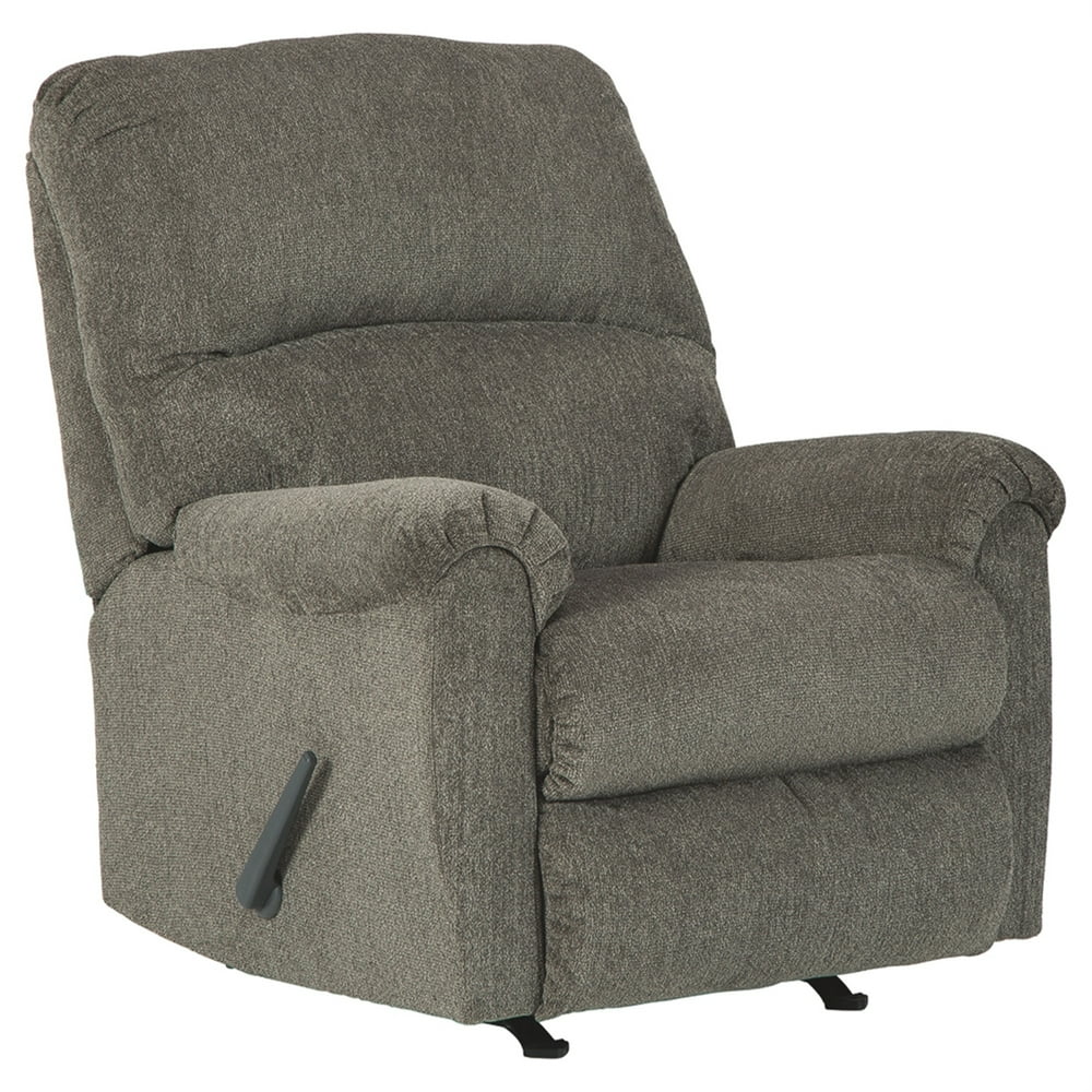 Fabric Upholstered Rocker Recliner with Tufted Backrest, Taupe Gray