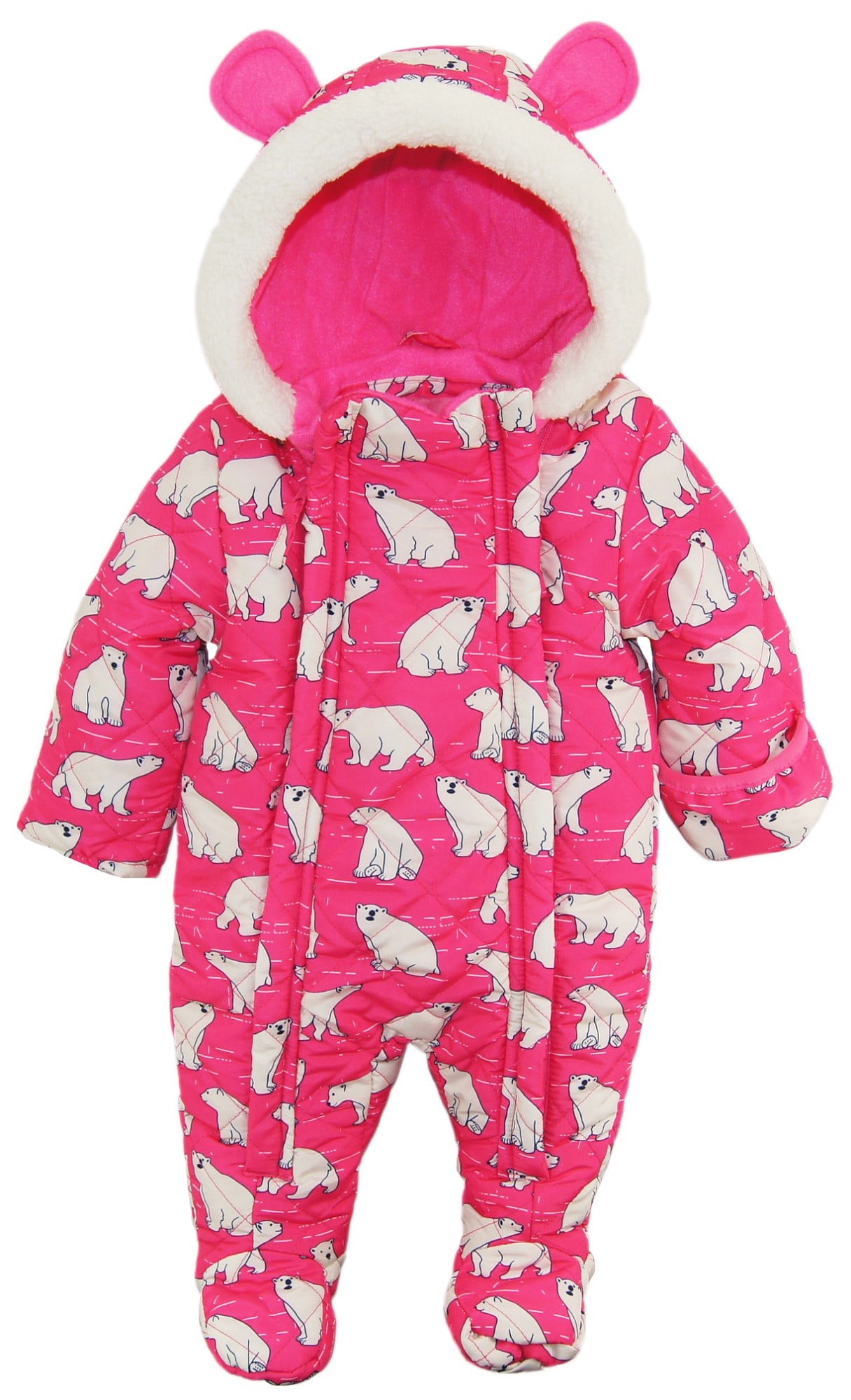 Wippette Baby Girls Polar Bear Microfiber Quilted Snowsuit Snow Pram