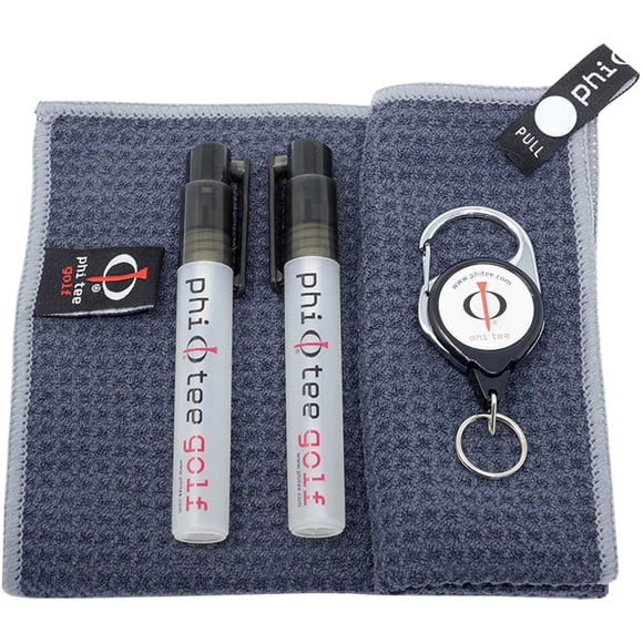 Phi Tee Ensemble de Serviettes de Queue de Golf, Microfibre Premium Noire (12” X 12”) 2 Pack