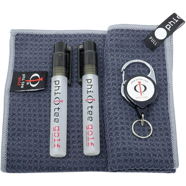 Phi Tee Ensemble de Serviettes de Queue de Golf, Microfibre Premium Noire (12” X 12”) 2 Pack
