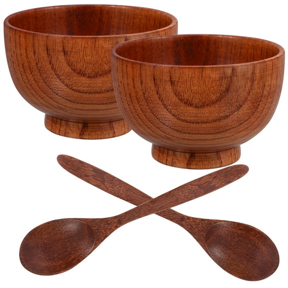 HOMEMAXS Brown Wooden Bowl for Storage Use Sturdy Lightweigh Stackable Space Saving Kitchencounter Bowl
