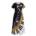 thumbnail image 5 of Uourmeti Girls Summer Dress Music Notes Piano Print Short Sleeve Round Neck Flowy Tiered Casual Long Maxi Dress with Pockets, Size 7-8 Years, 5 of 7