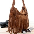 thumbnail image 1 of Fashion Celebrity Tassel Suede Fringe Shoulder Messenger Handbag Cross Body Bag, 1 of 4