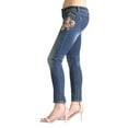 thumbnail image 2 of Grace in LA Women's Pink Floral Embroidered Skinny Fit Stretch Jeans (25), 2 of 3