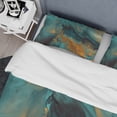 thumbnail image 4 of Designart "Warmth of Mediterranean Sunlight II" Abstract Bedding Covert Set - Modern Teal Bed Set With 2 Shams, 4 of 6