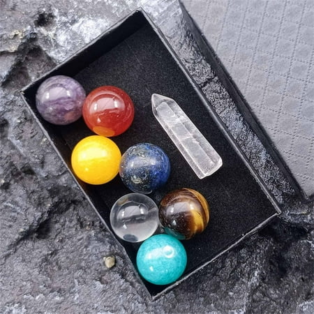 

Tiitstoy Natural Colorful Mixed Color Hexagonal Column Amethyst Green Gold Dongling Jade Yoga Stone Combination Set Multicolor
