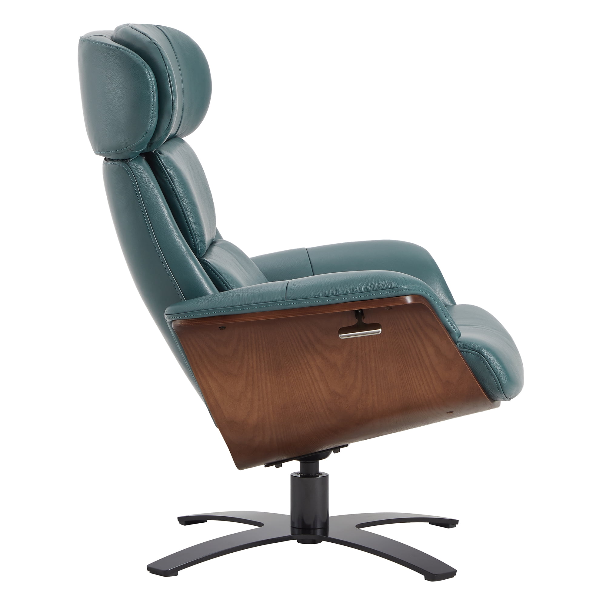 CHITA Swivel Recliner Chair with Ottoman Set & Adjustable Headrest, Leather Lounge Accent Arm Chairs for Living Room Bedroom, Teal Blue