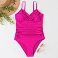 thumbnail image 3 of Lu's Chic Women's One Piece Bath Suit Beach Bathing V Neck Slimming Swimsuit Chic Brief Bunched Adjustable Beachwear Rose Small, 3 of 4